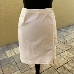 TSE Italian White Cotton Zipper Accent Midi Length Skirt Sz 4 $395